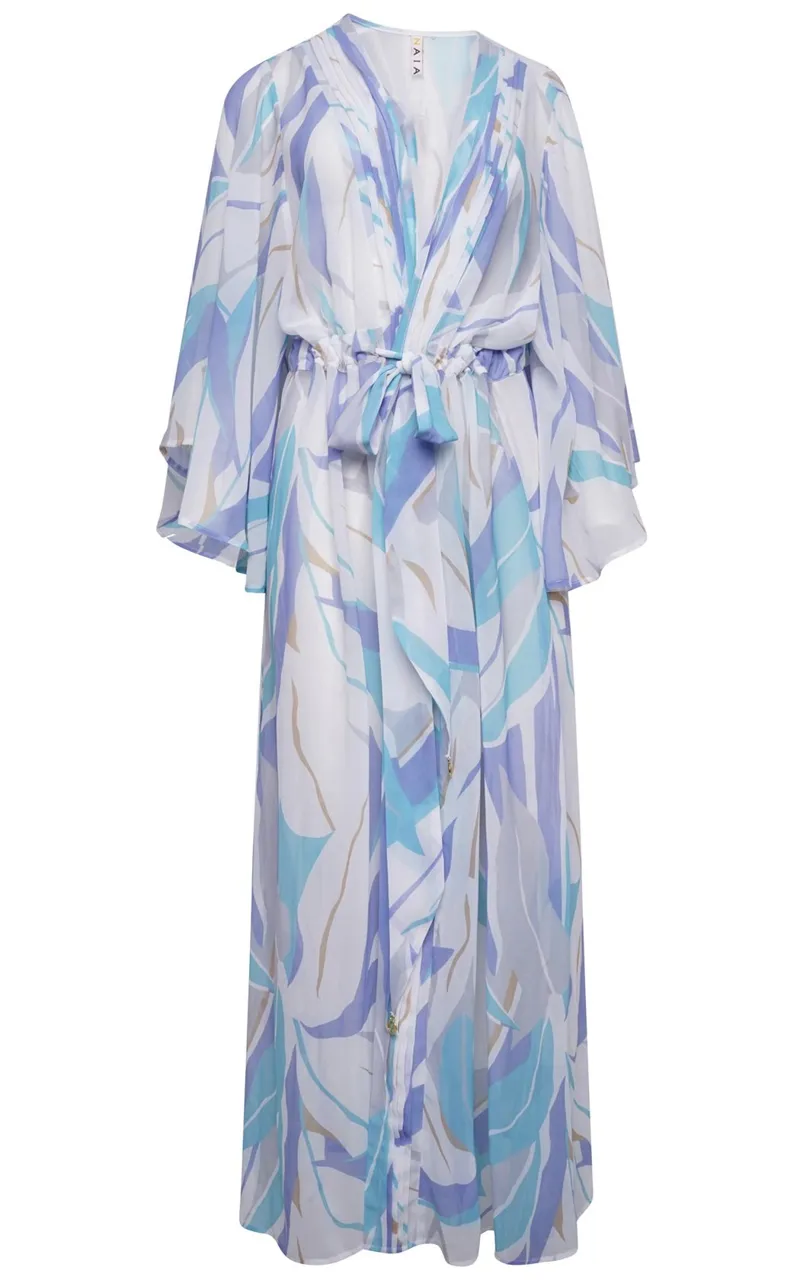 Naia Beach Palm Springs Maxi Kimono in Jewel Blue 