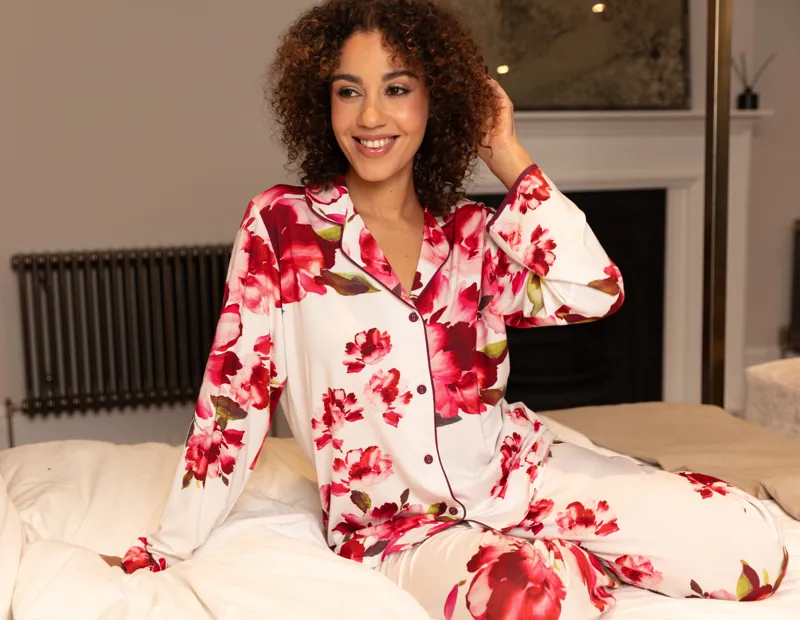 Cyberjammies Isabella Floral Long Sleeve Pyjama in White-4