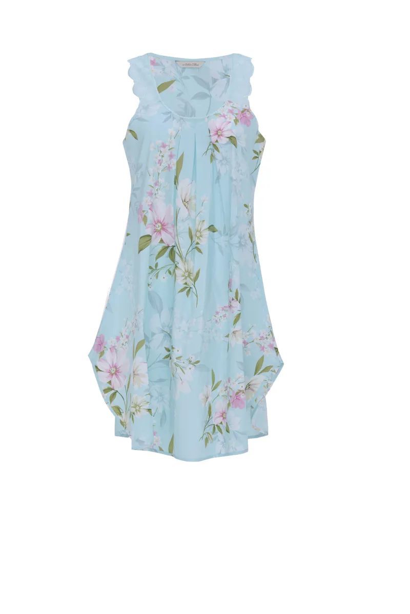 Cyberjammies Nora Juliette Scalloped Swing Nightdress in Mint Floral