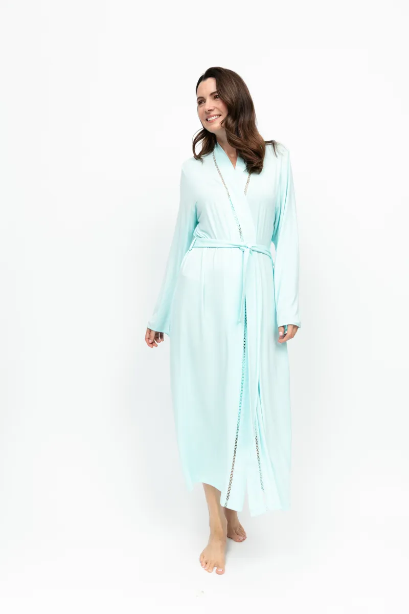 Cyberjammies Nora Juliette Wrap Over Dressing Gown in Mint-2