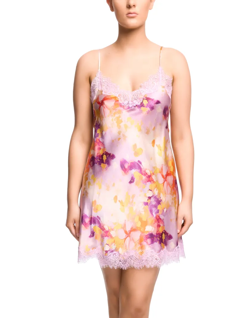 Sainted Sisters Scarlet Silk Chemise in Painted Petals