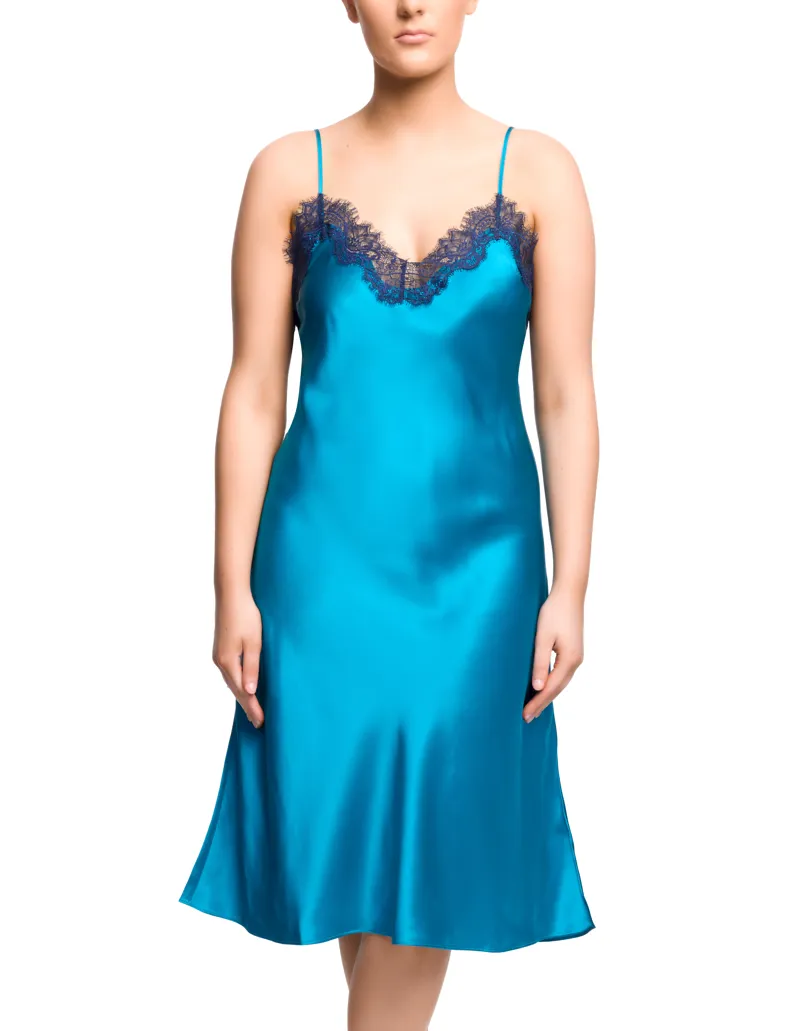 Sainted Sisters Scarlet Silk Chemise in Navy Jewel
