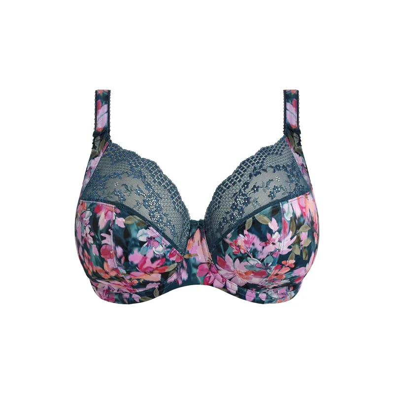 Elomi Lucie Underwired Plunge Stretch Bra in Teal Floral
