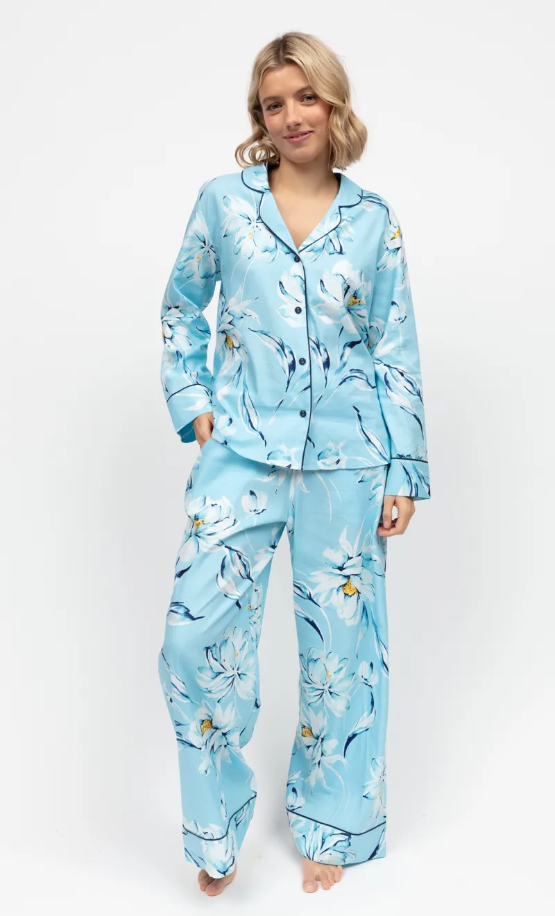 Cyberjammies Madelyn Floral Wide Leg Pyjama in Blue