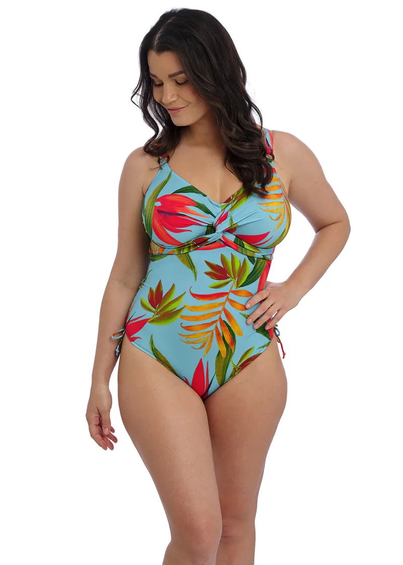 Fantasie Pichola Twist Front Swimsuit with Adjustable Leg in Aqua-1