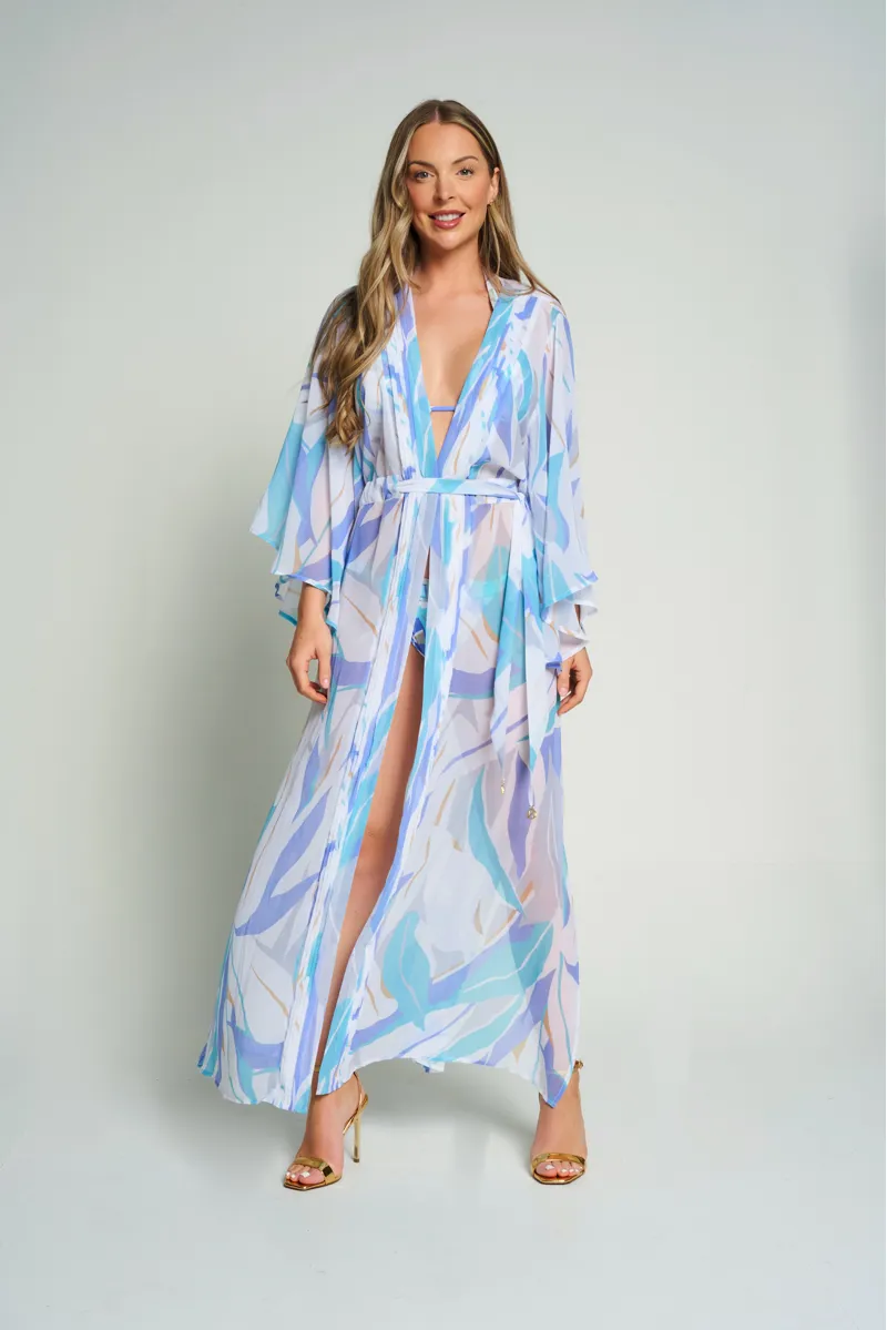 Naia Beach Palm Springs Maxi Kimono in Jewel Blue -3