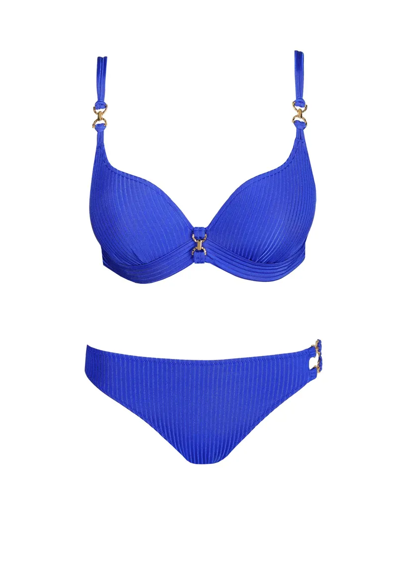 Marie Jo Swim Emly Padded Heartshape Buckle Brief Bikini in Electric Blue