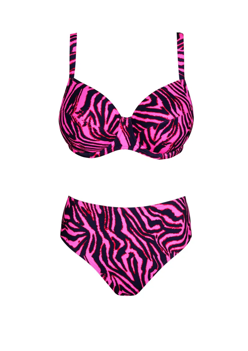 Prima Donna Swim Malabo Full Cup Full Brief Bikini in Hot Pink Zebra