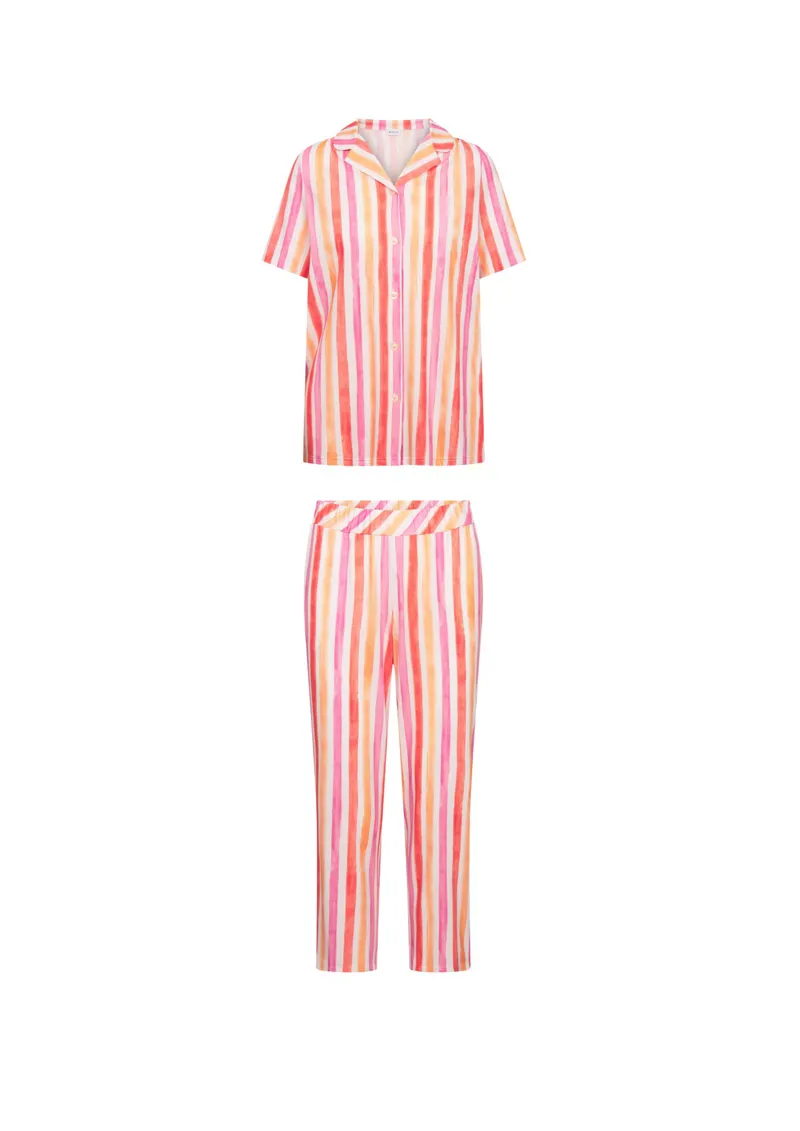 Rosch Summer Stripe Capri Pyjama in Peach