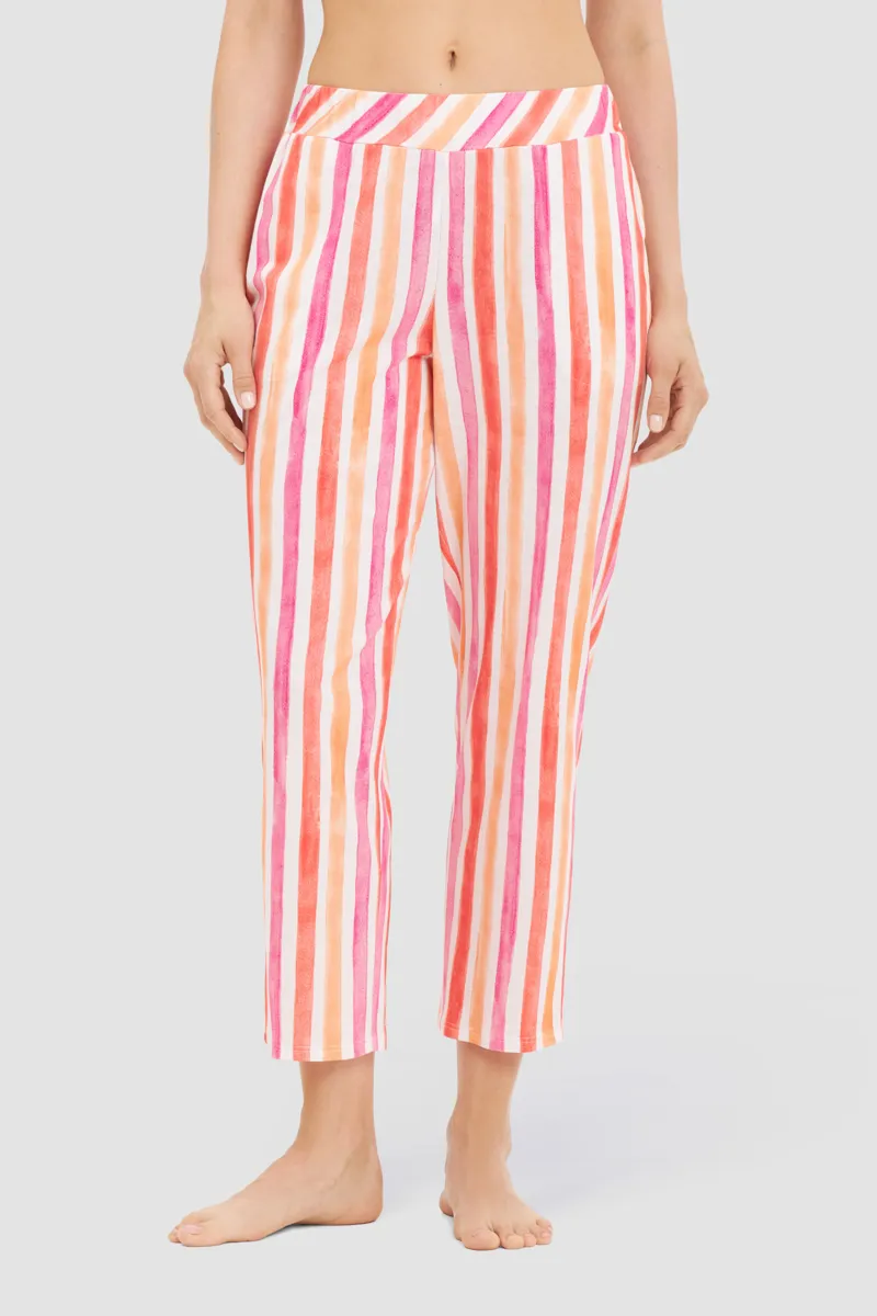 Rosch Summer Stripe Capri Pyjama in Peach-3