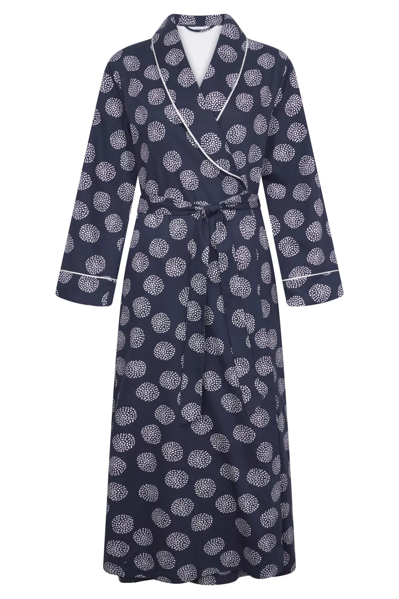 Rosch Wrap Dots Robe in Navy
