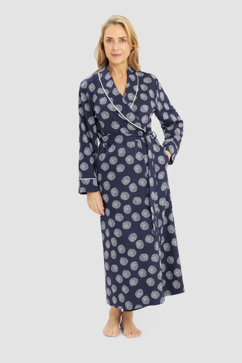 Rosch Wrap Dots Robe in Navy-1