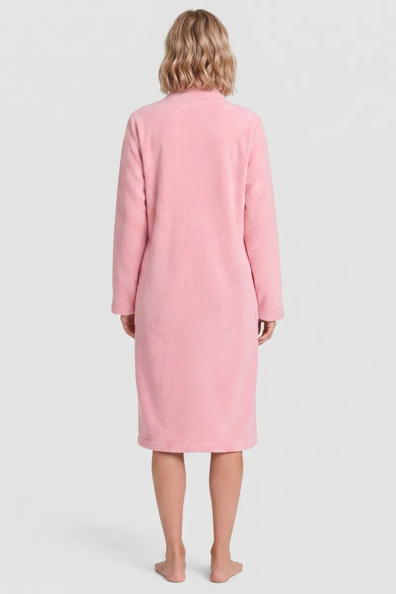Rosch Cosy Towelling Zip Robe in Soft Pink-2