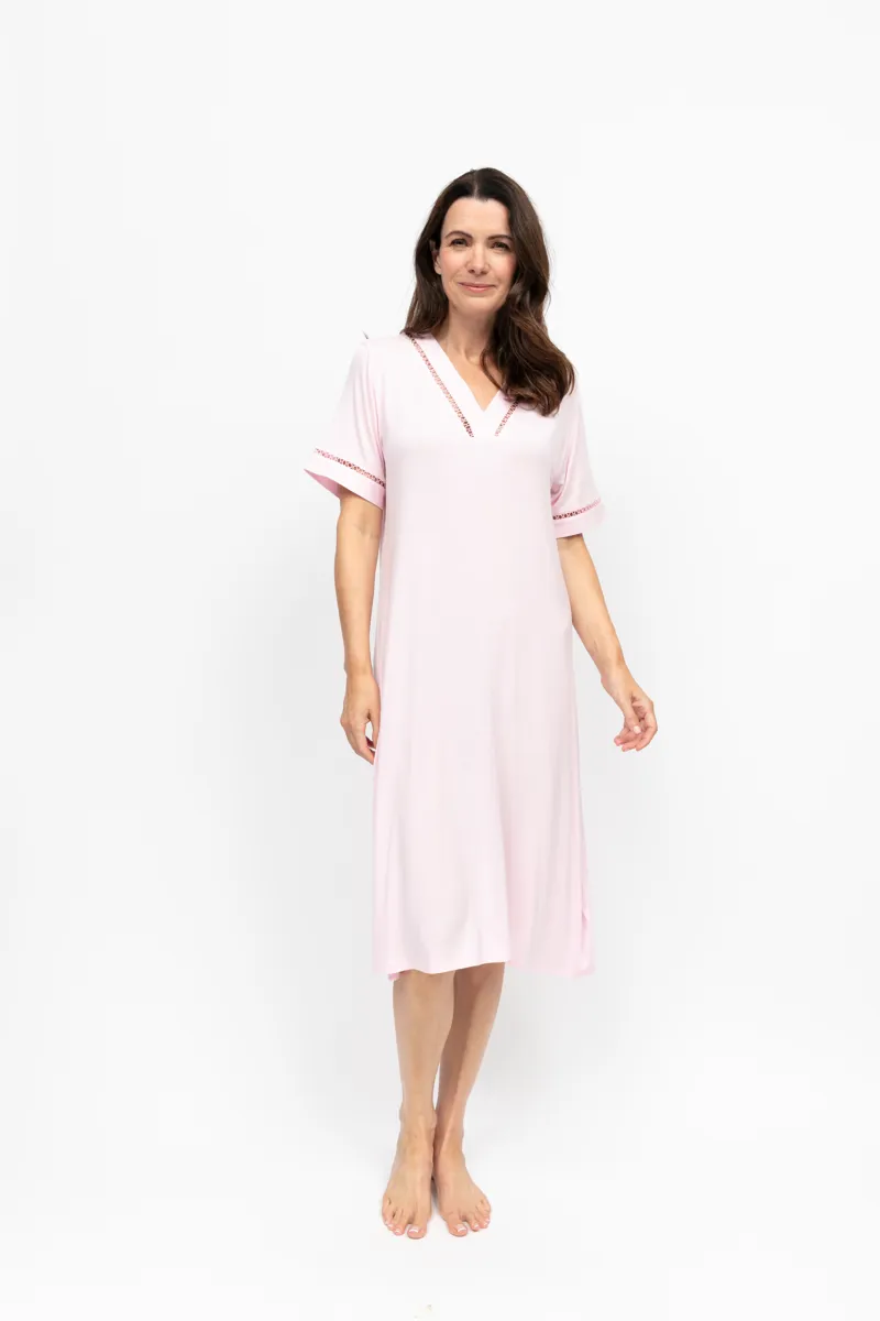 Cyberjammies Nora Samantha Short Sleeve Nightdress in Pink-2
