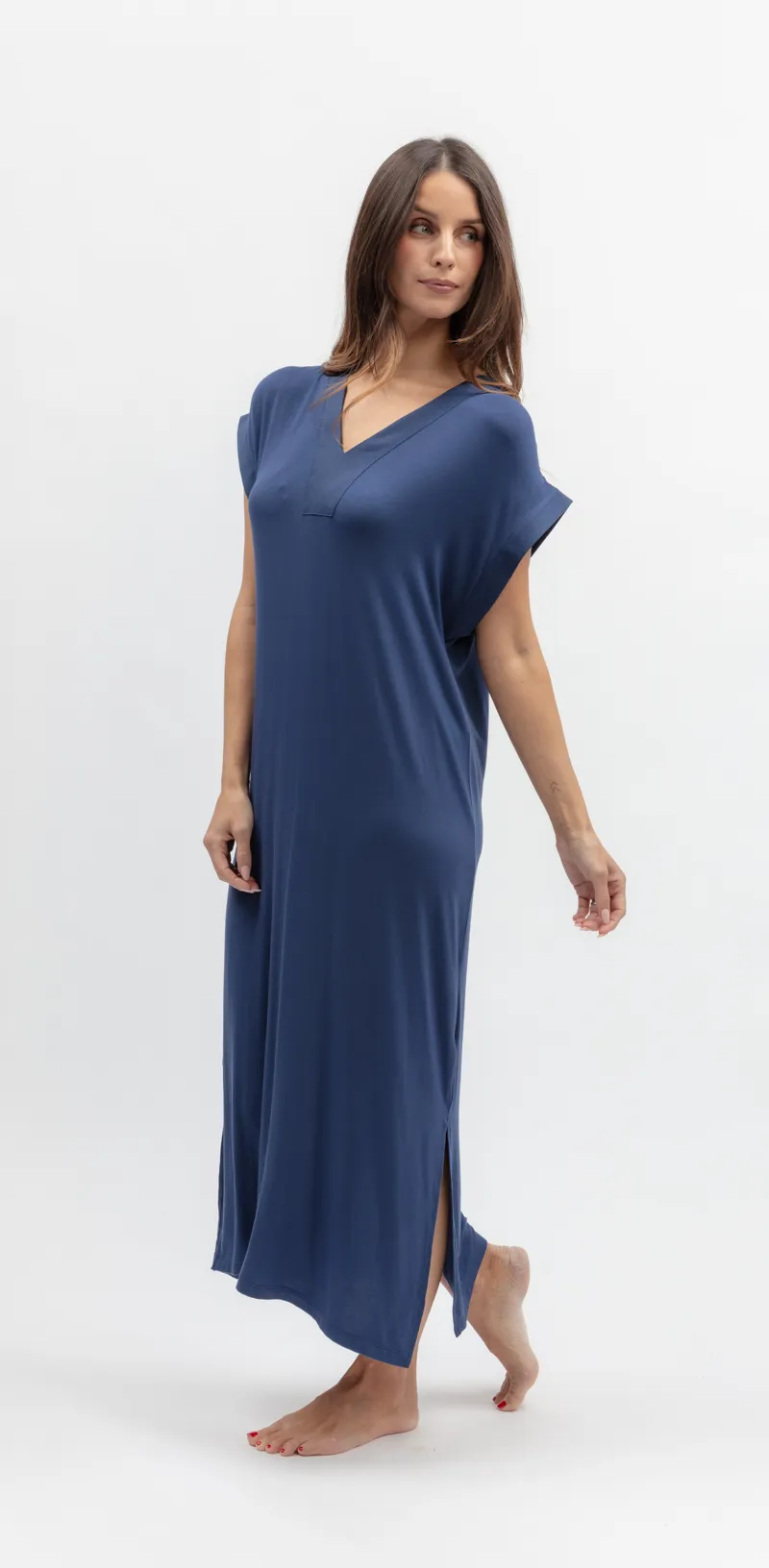 Cyberjammies Serene Jersey Cap Sleeve Nightdress in Navy-2