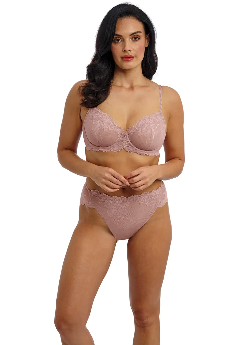 Wacoal Vivid Attraction High Leg Brief in Wood Rose-1