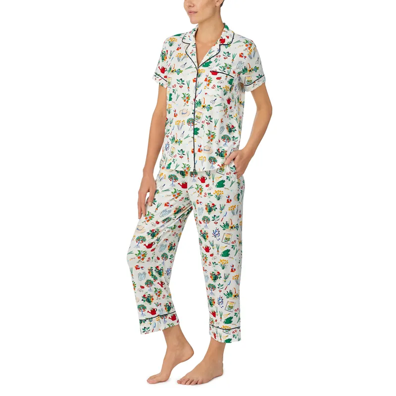 Kate Spade Cropped Pyjama Set in Green Thumb