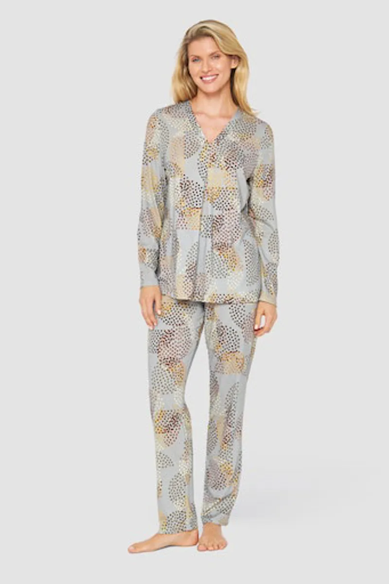 Louis Feraud Dots V Neck Pyjama in Grey-1