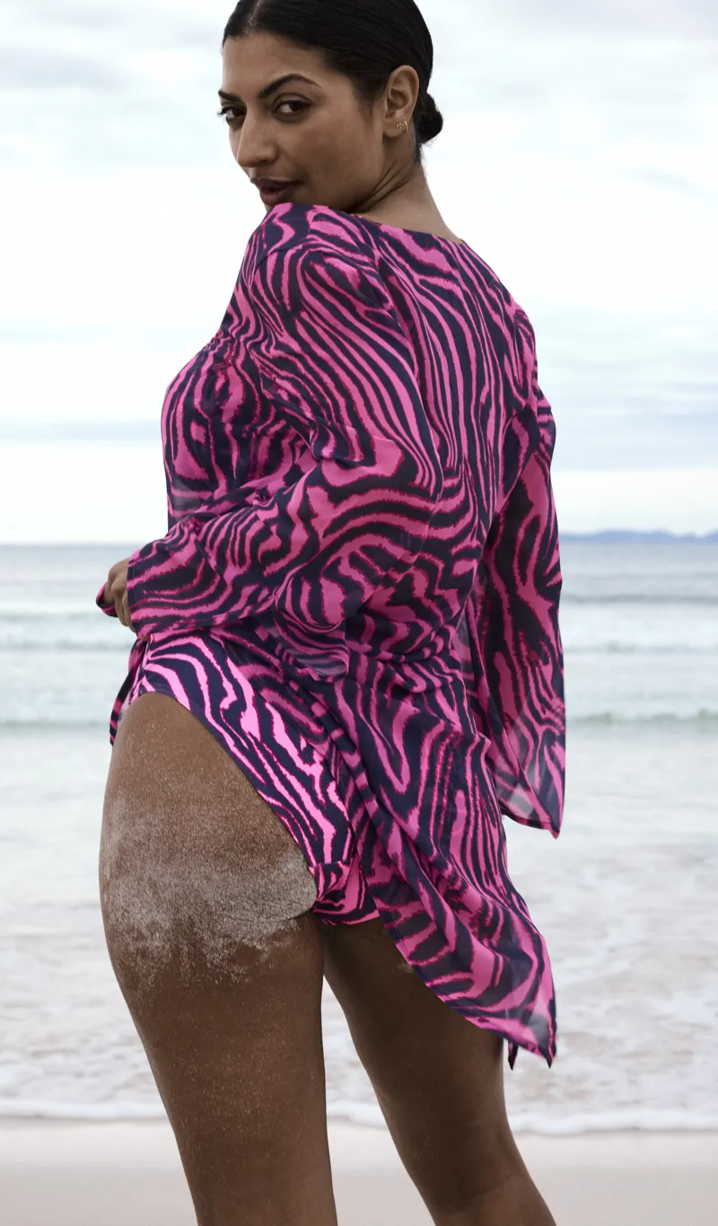 Prima Donna Swim Malabo Kaftan in Hot Pink Zebra-3