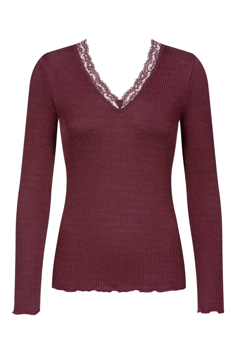 Wool Expressive Long Sleeve T-shirt Boysen Berry