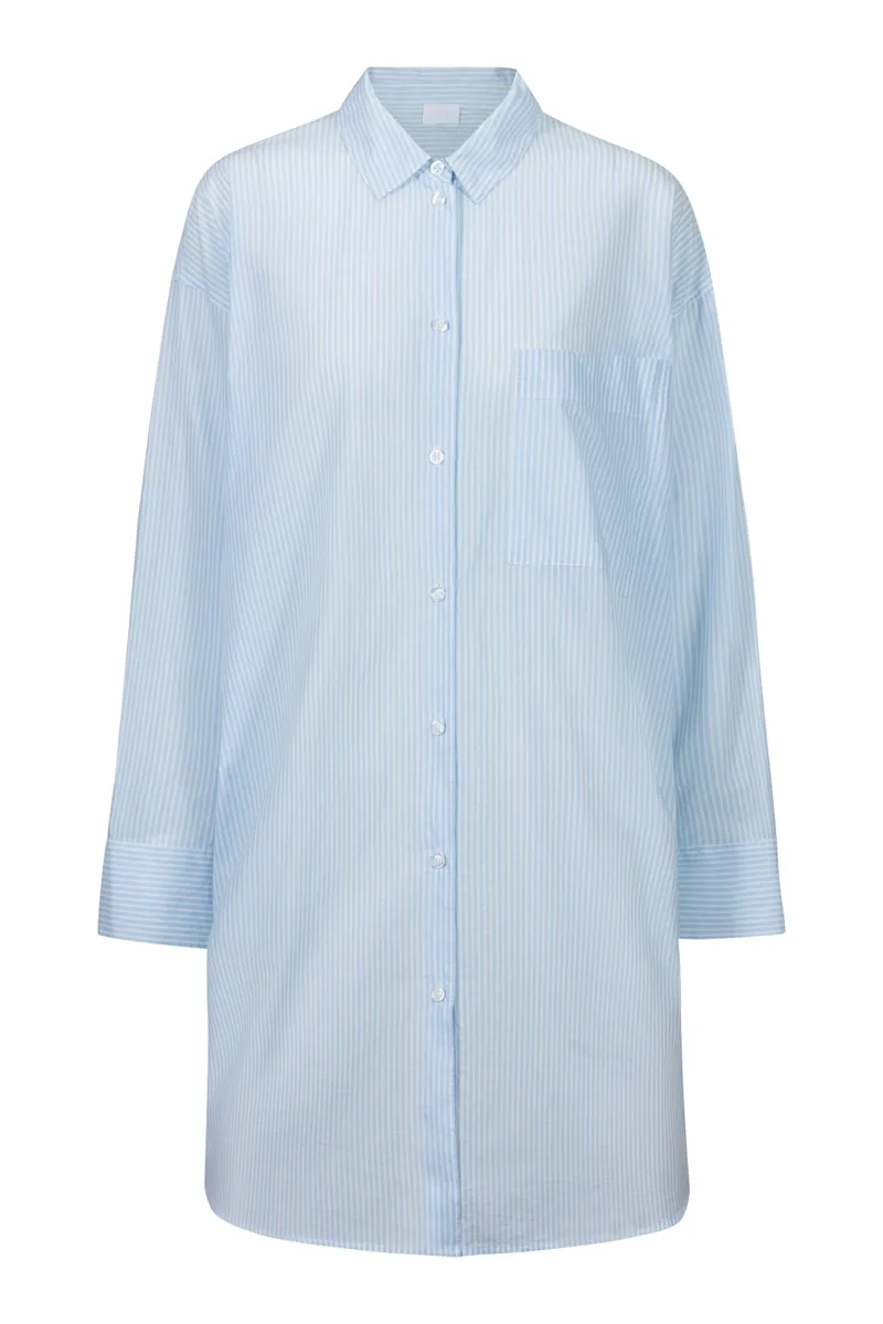Mey Serie Cotton Stripes Sleepshirt in Powder Blue