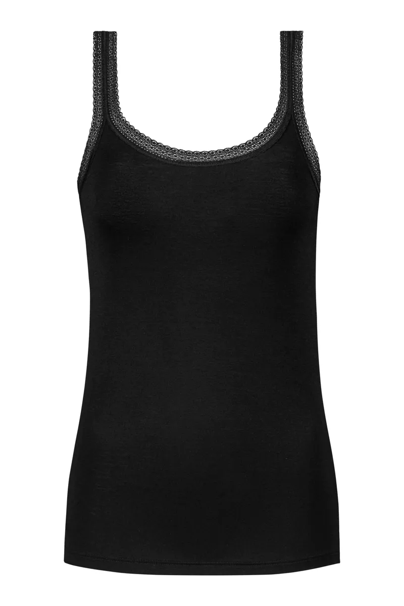Mey Modal Lace Vest in Black