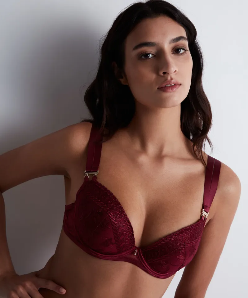 Aubade Magnetic Spell Padded Plunge Bra in Crimson-2
