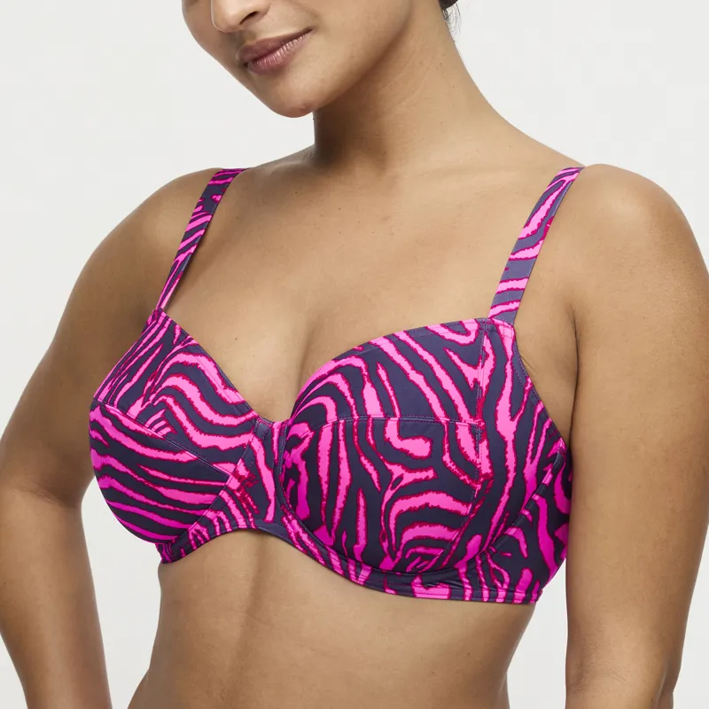 Prima Donna Swim Malabo Full Cup Full Brief Bikini in Hot Pink Zebra-3
