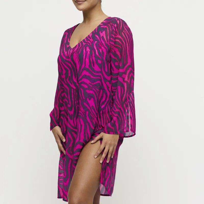 Prima Donna Swim Malabo Kaftan in Hot Pink Zebra-1
