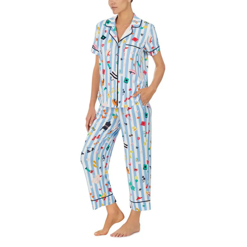 Kate Spade Beach Day Cropped PJ Set in Blue-1