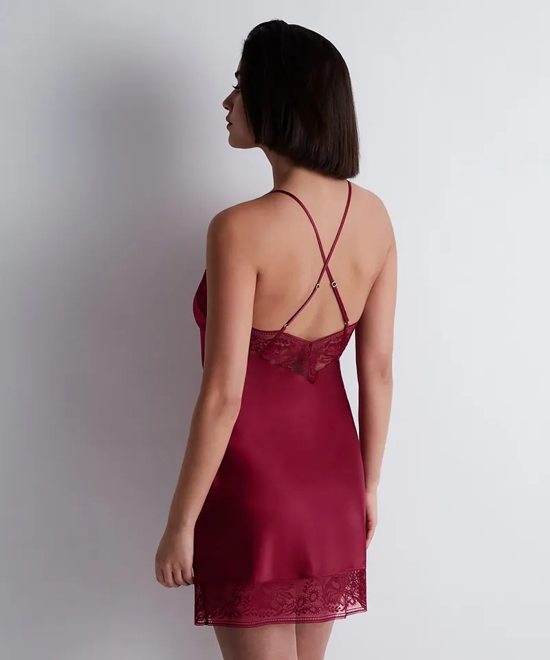 Aubade Midnight Whisper Silk NIghtdress in Crimson-4